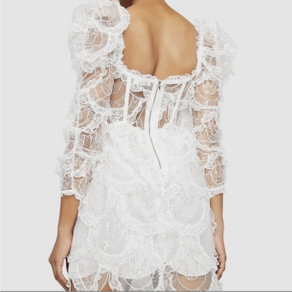 For Love & Lemons Tayla Lace Mini Dress Size M White NWT - Picture 4 of 13